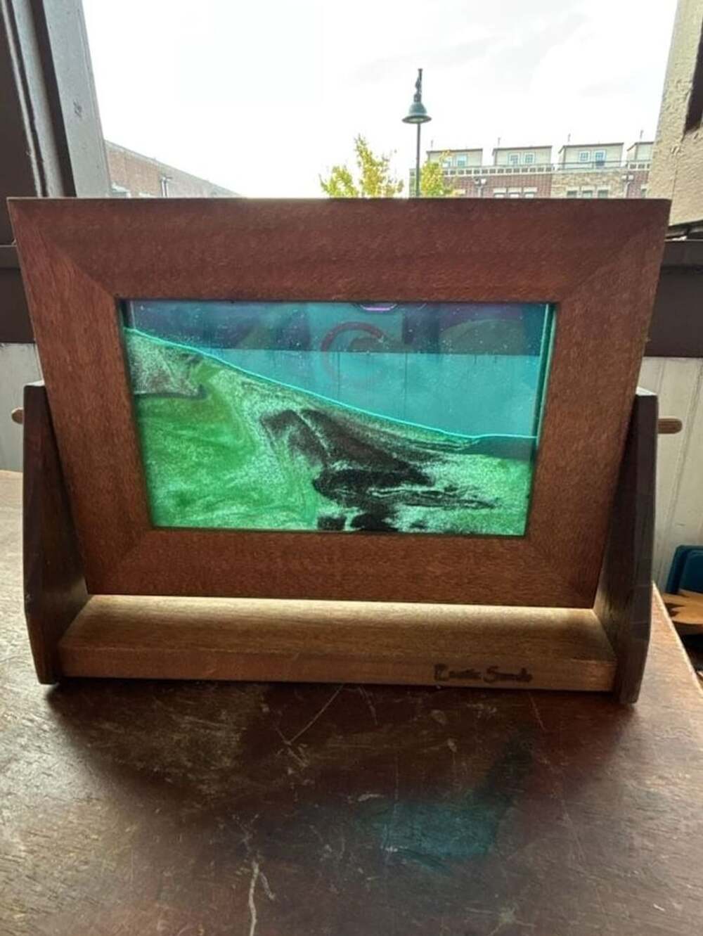 Exotic Sands Rotatable Moving Sand Art Picture Frame with Wood Stand